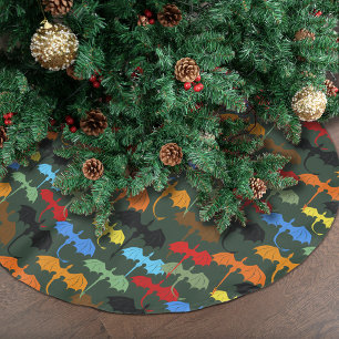 Falda Para El Árbol De Navidad De Poliéster Dragones Fantasía de Vuelo Verde