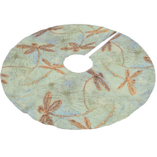 Falda Para El Árbol De Navidad De Poliéster Dragonfly Dance Gold