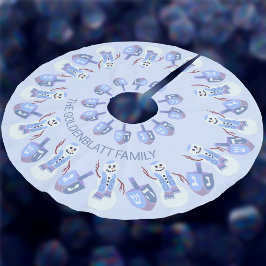 Falda Para El Árbol De Navidad De Poliéster Dreidels Hanukkah Pattern Chrismukkah