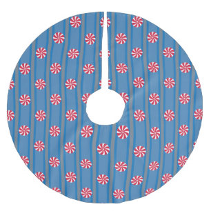 Falda Para El Árbol De Navidad De Poliéster Dulce de menta azul divertido y elegante de Navida