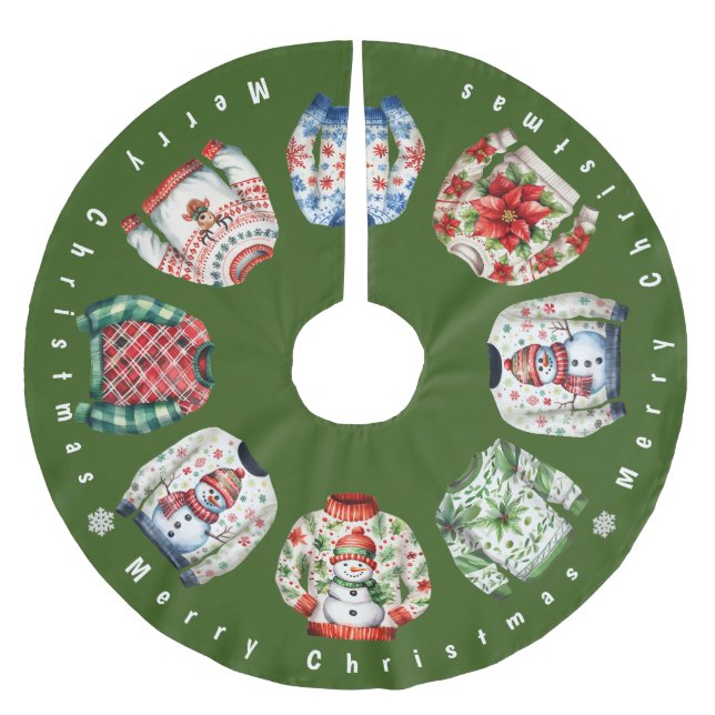 Falda Para El Árbol De Navidad De Poliéster Dulce Navidades feos (Anverso)