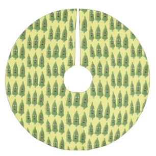 Falda Para El Árbol De Navidad De Poliéster Dulce okra vegetal cantando dibujo animado 