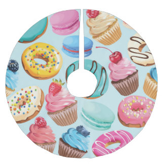 Falda Para El Árbol De Navidad De Poliéster Dulces dulces: Patrón de Delight.