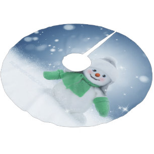 Falda Para El Árbol De Navidad De Poliéster El adorable personaje de muñeco de nieve de Navida