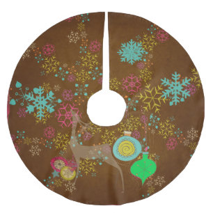 Falda Para El Árbol De Navidad De Poliéster El ciervo de los copos de nieve adorna la falda