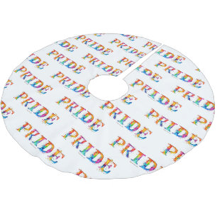 Falda Para El Árbol De Navidad De Poliéster El colorido y creativo texto temático del Orgullo