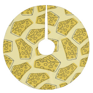 Falda Para El Árbol De Navidad De Poliéster El fondo amarillo del queso vintage no tiene incon