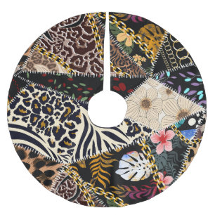 Falda Para El Árbol De Navidad De Poliéster El Leopardo de los mosaicos: Diseño de los ambient