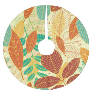 Falda Para El Árbol De Navidad De Poliéster El otoño deja un patrón sin foco