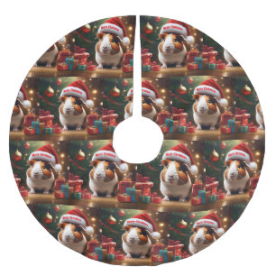 Falda Para El Árbol De Navidad De Poliéster "El pequeño ayudante de Santa: El conejillo de ind