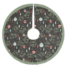 Falda Para El Árbol De Navidad De Poliéster El vintage adorna navidad modelado rojo negro