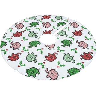 Falda Para El Árbol De Navidad De Poliéster Elefante de Navidad Estampado 
