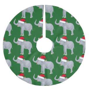 Falda Para El Árbol De Navidad De Poliéster Elefante lindo del navidad