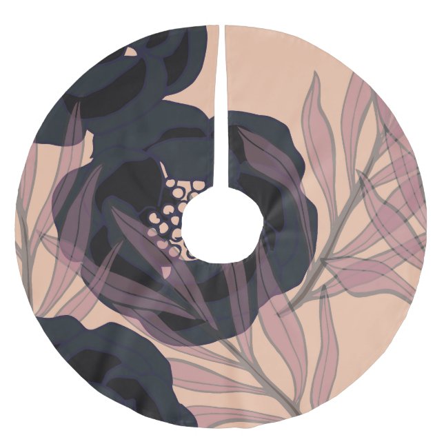 Falda Para El Árbol De Navidad De Poliéster Elegancia floral abstracta, fondo artístico. (Anverso)