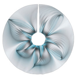 Falda Para El Árbol De Navidad De Poliéster Elegancia floral arte contemporáneo abstracto azul