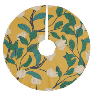 Falda Para El Árbol De Navidad De Poliéster Elegancia Floral: Patrón de Leafy Vintage.