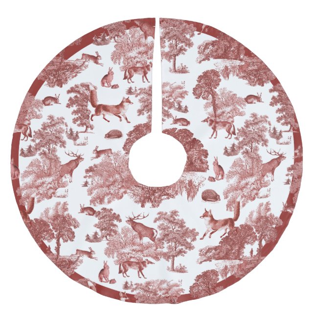 Falda Para El Árbol De Navidad De Poliéster Elegante elegante Red Fox Woodland (Anverso)