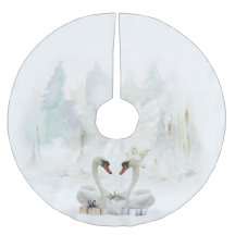 Elegante Falda de Árbol de Navidad con Cisnes en A