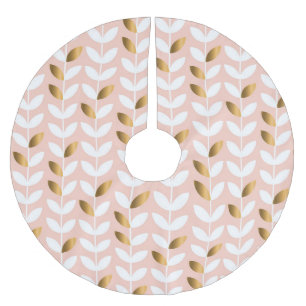 Falda Para El Árbol De Navidad De Poliéster Elegante Leafs de Oro: Rosy Vintage.