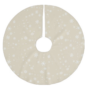 Falda Para El Árbol De Navidad De Poliéster Elegante Navidad beige moderno con copas de nieve
