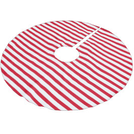 Falda Para El Árbol De Navidad De Poliéster Elegante Navidad Blanca con Franja Roja