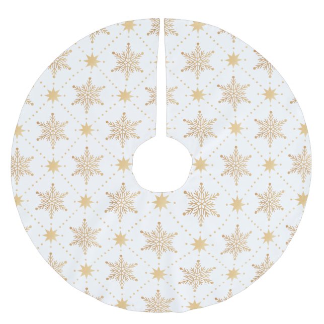 Falda Para El Árbol De Navidad De Poliéster Elegante Navidades Faux Gold Snowflakes Patttern (Anverso)