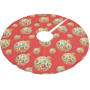 Falda Para El Árbol De Navidad De Poliéster Elegante Patrón de Ornamento de Nieve Feliz Navida