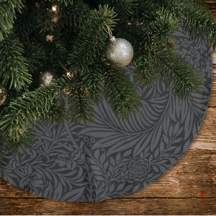 Falda Para El Árbol De Navidad De Poliéster Elegante patrón floral negro