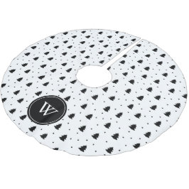 Falda Para El Árbol De Navidad De Poliéster Elegante pino blanco y negro personalizado