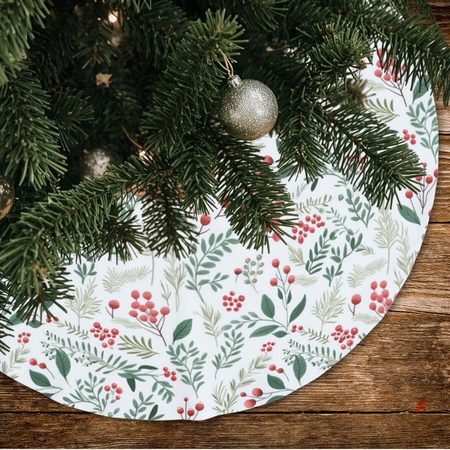 Falda Para El Árbol De Navidad De Poliéster Elegante Red Holly Berries (Subido por el creador)