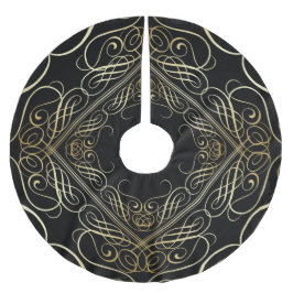 Falda Para El Árbol De Navidad De Poliéster Elegante Relieve metalizado dorado Aspecto Filigre