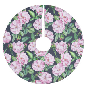 Falda Para El Árbol De Navidad De Poliéster Elegante Rosa Branches Watercolor