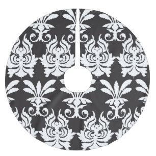 Falda Para El Árbol De Navidad De Poliéster Elegantes motivos de fans en el Art Deco Dorado.