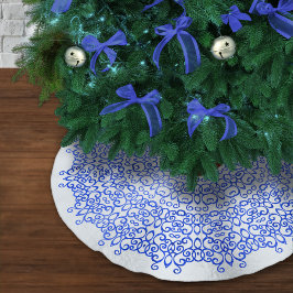 FALDA PARA EL ÁRBOL DE NAVIDAD DE POLIÉSTER ELEGANTES NAVIDADES BLANCOS Y AZULES DE LA CLASE D