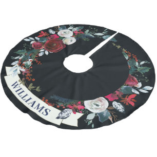 Falda Para El Árbol De Navidad De Poliéster Elegantes Navidades Rosa de invierno rojo Wreath P