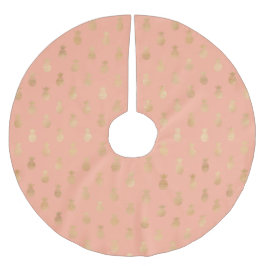 Falda Para El Árbol De Navidad De Poliéster Elegantes piñas rosadas de coral y doradas