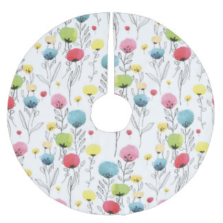 Falda Para El Árbol De Navidad De Poliéster Elementos de diseño colorido, divertido y circular