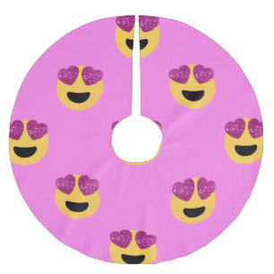 Falda Para El Árbol De Navidad De Poliéster emoji de los ojos del corazón navidad falda de árb