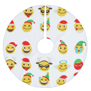 Falda Para El Árbol De Navidad De Poliéster emoji navideña feliz enfrenta falda de árbol de na