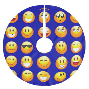 Falda Para El Árbol De Navidad De Poliéster emojis azules oscuras navidad falda de árbol de na