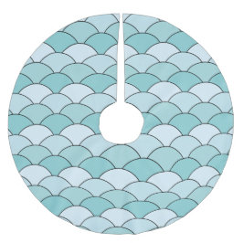 Falda Para El Árbol De Navidad De Poliéster Escamas de dragón, abanicos, olas, Seigaiha, Azul