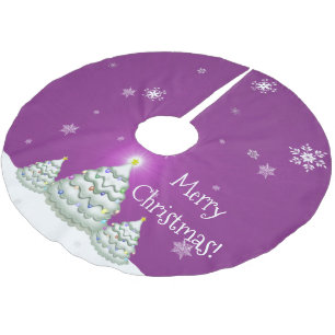 Falda Para El Árbol De Navidad De Poliéster Escaramuza de árbol navideño magenta y nevado
