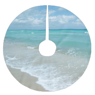 Falda Para El Árbol De Navidad De Poliéster Escena azul de relajación de la naturaleza del