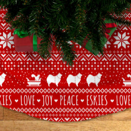Falda Para El Árbol De Navidad De Poliéster Eskimo Navidades de los perros norteamericanos Esk