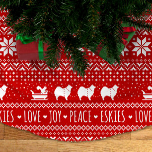 Falda Para El Árbol De Navidad De Poliéster Eskimo Navidades de los perros norteamericanos Esk