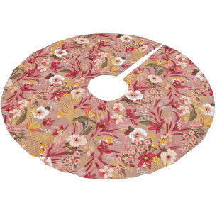 Falda Para El Árbol De Navidad De Poliéster Espectacular floral vintage