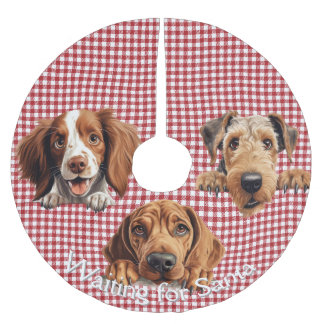 Falda Para El Árbol De Navidad De Poliéster Esperando a Santa Dogs