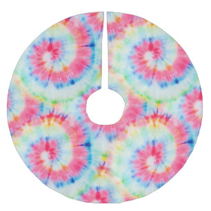 Falda Para El Árbol De Navidad De Poliéster Espiral de tinte, arte acuarela.