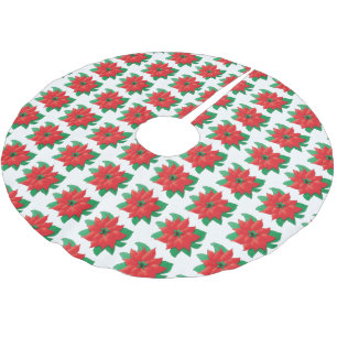 Falda Para El Árbol De Navidad De Poliéster Esquina de árbol de navidad del patrón de Poinsett