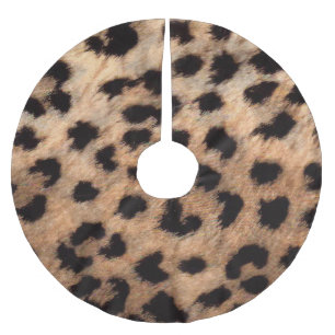 Falda Para El Árbol De Navidad De Poliéster Estampa Animal Guepardo Leopardo Marrón Beige Glam